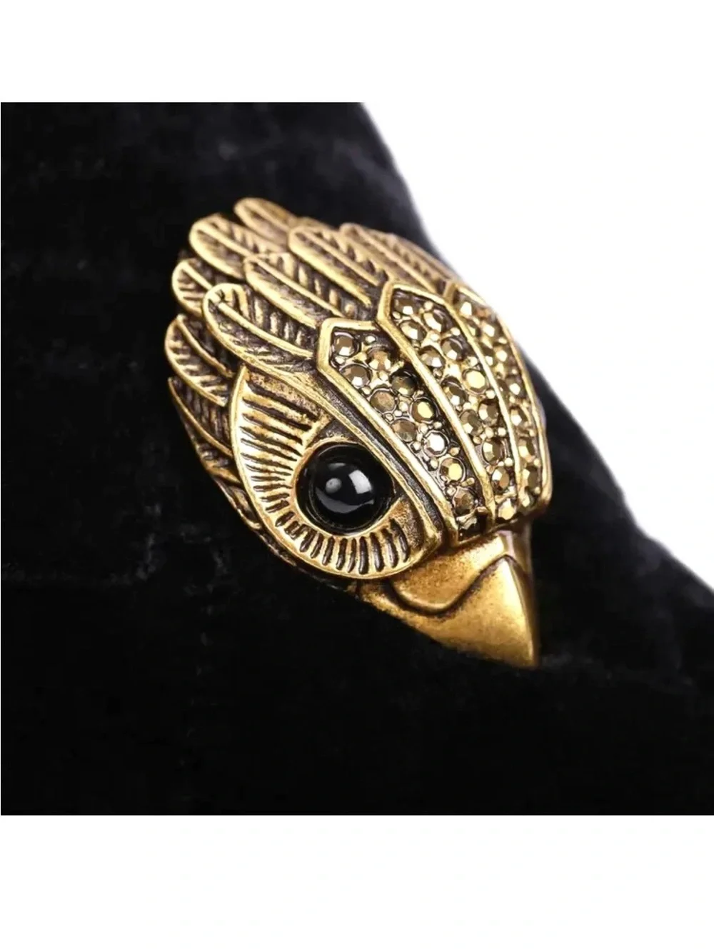Kurt Geiger Black Velvet Slip-On Loafers with Gold Bird Emblem